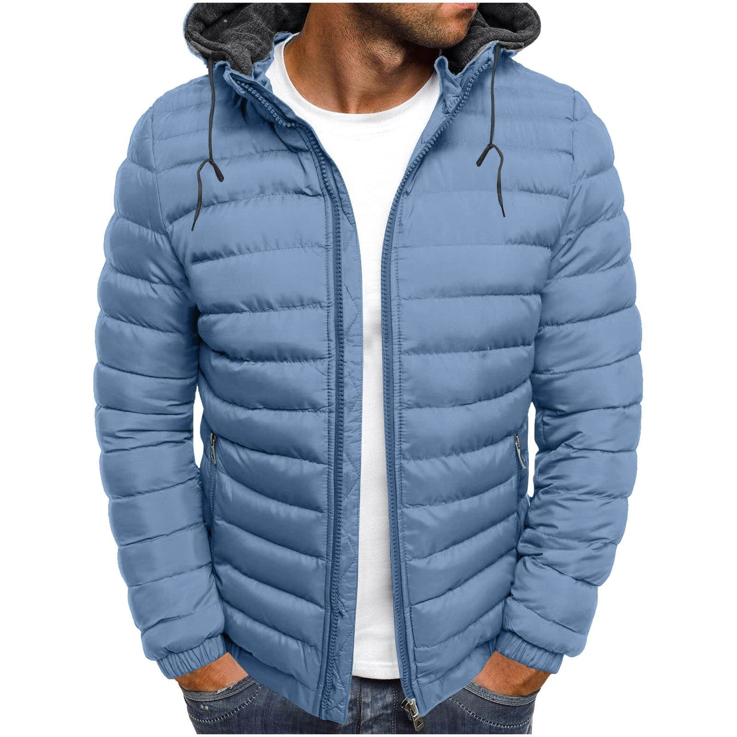 Mens Winter Coats Men'S Solid Color Hooded Jacket Cotton Padded Jacket Fashion Cotton Padded Jacket Men'S Warm Cotton Padded Jacket