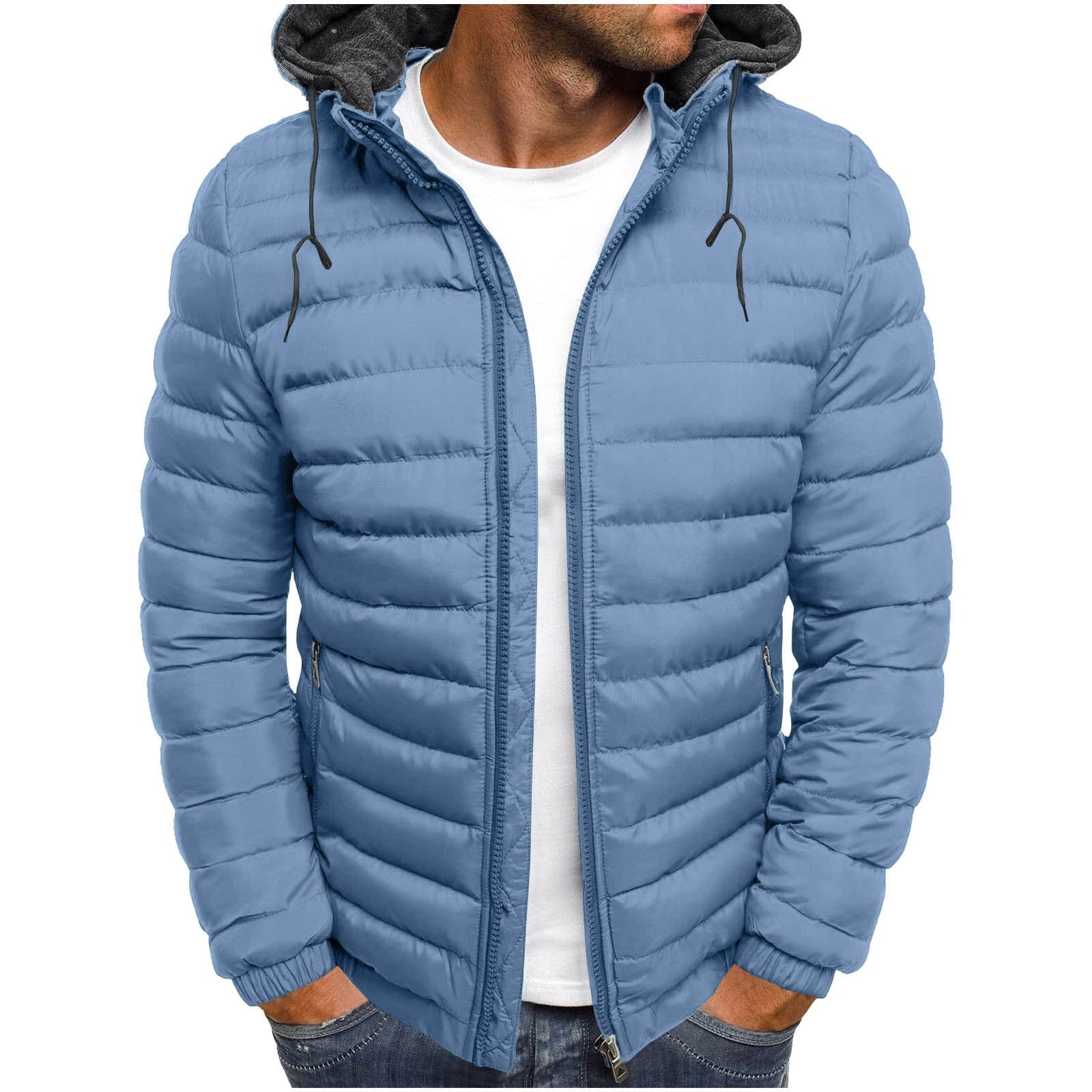 Mens Winter Coats Men'S Solid Color Hooded Jacket Cotton Padded Jacket Fashion Cotton Padded Jacket Men'S Warm Cotton Padded Jacket