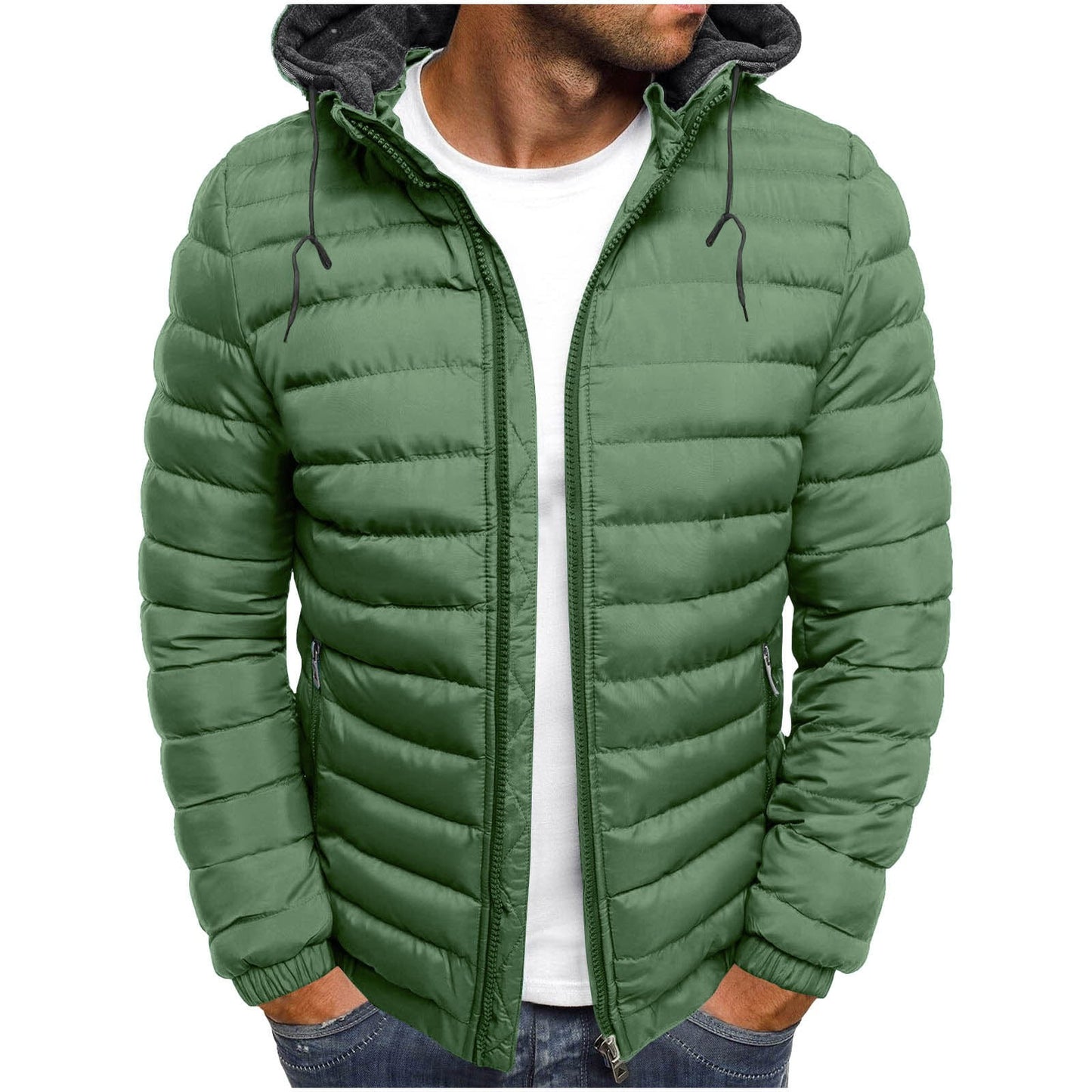Mens Winter Coats Men'S Solid Color Hooded Jacket Cotton Padded Jacket Fashion Cotton Padded Jacket Men'S Warm Cotton Padded Jacket
