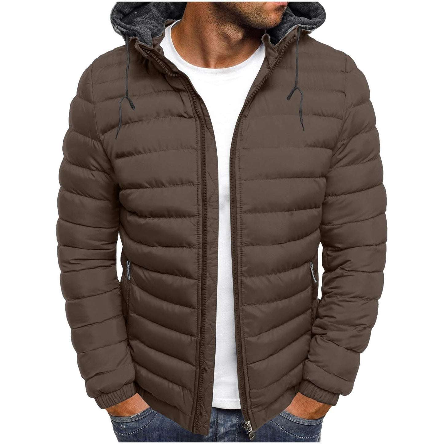 Mens Winter Coats Men'S Solid Color Hooded Jacket Cotton Padded Jacket Fashion Cotton Padded Jacket Men'S Warm Cotton Padded Jacket