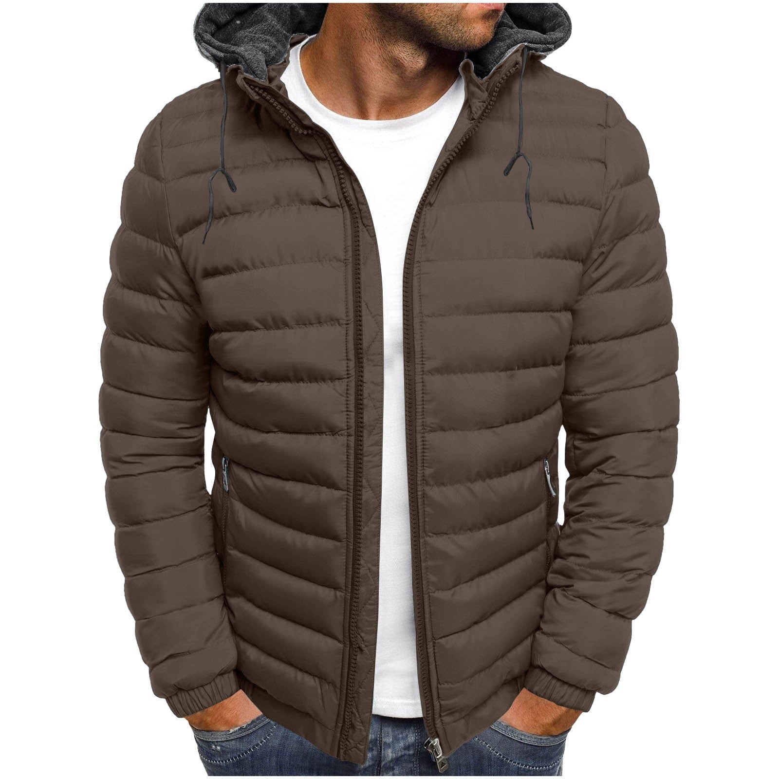 Mens Winter Coats Men'S Solid Color Hooded Jacket Cotton Padded Jacket Fashion Cotton Padded Jacket Men'S Warm Cotton Padded Jacket