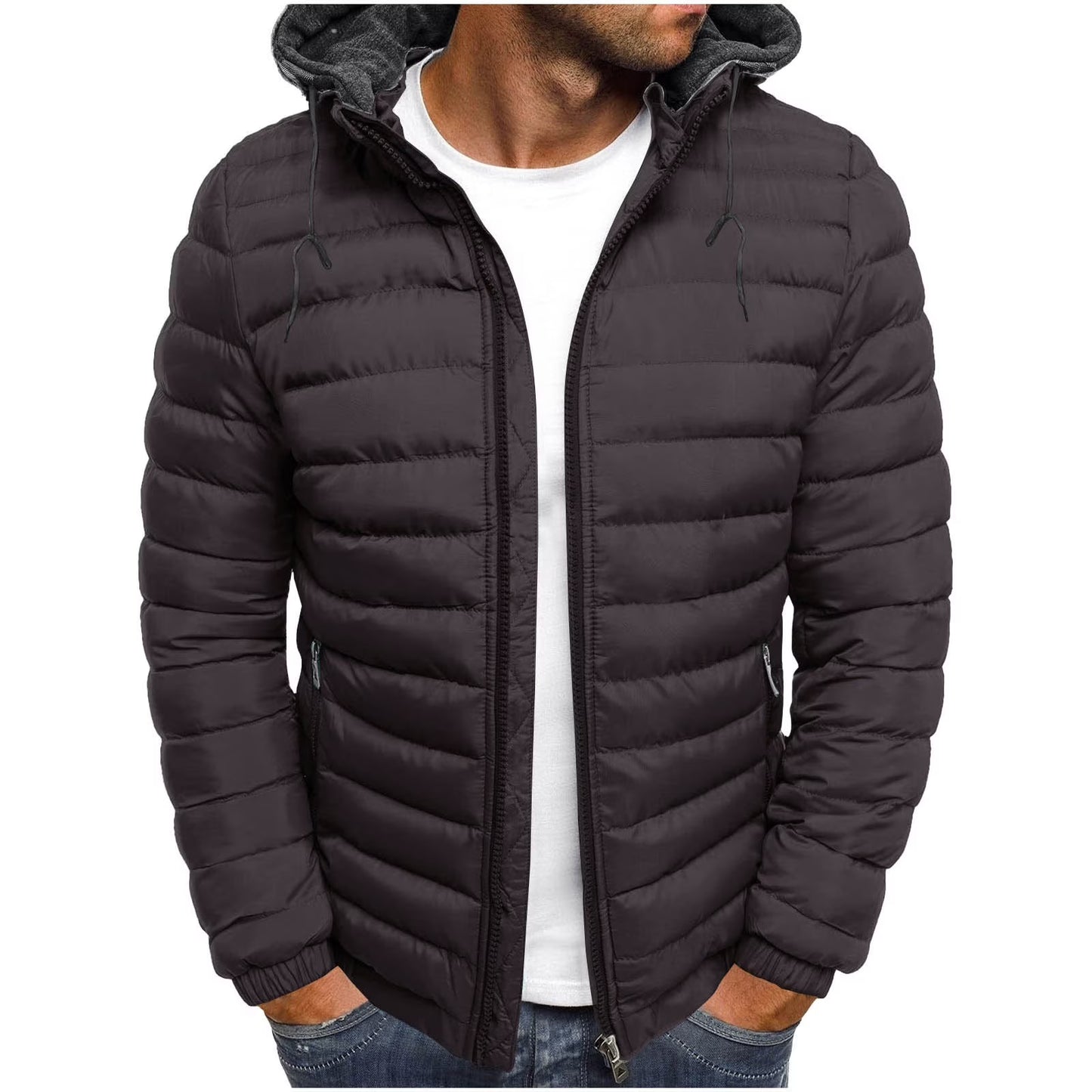 Mens Winter Coats Men'S Solid Color Hooded Jacket Cotton Padded Jacket Fashion Cotton Padded Jacket Men'S Warm Cotton Padded Jacket