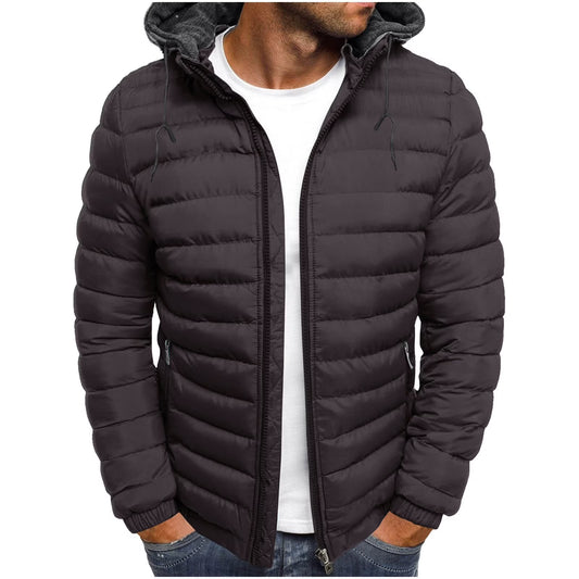 Mens Winter Coats Men'S Solid Color Hooded Jacket Cotton Padded Jacket Fashion Cotton Padded Jacket Men'S Warm Cotton Padded Jacket